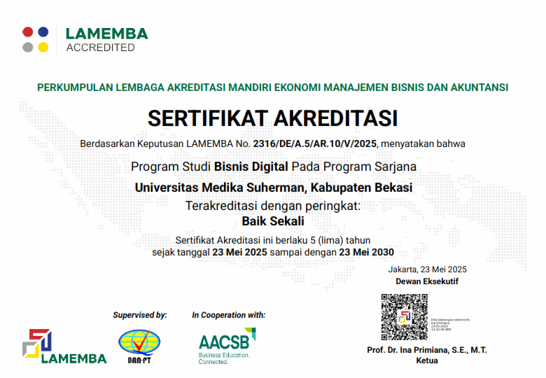 Sertifikat Akreditasi Prodi Bisnis Digital